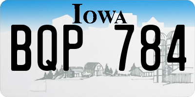 IA license plate BQP784