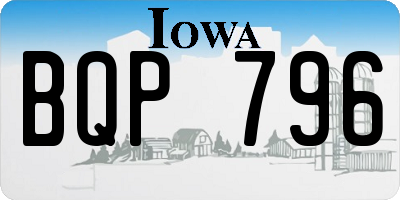 IA license plate BQP796