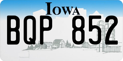 IA license plate BQP852
