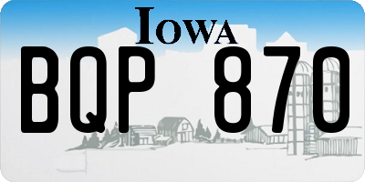 IA license plate BQP870