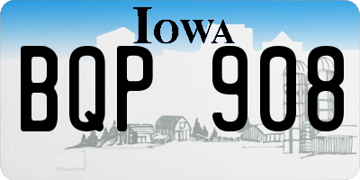 IA license plate BQP908