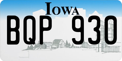 IA license plate BQP930