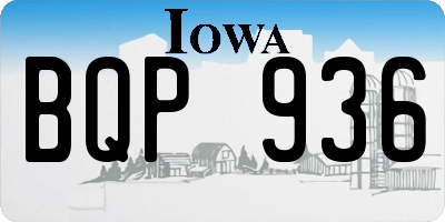 IA license plate BQP936