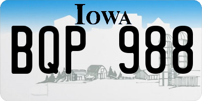 IA license plate BQP988