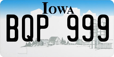 IA license plate BQP999