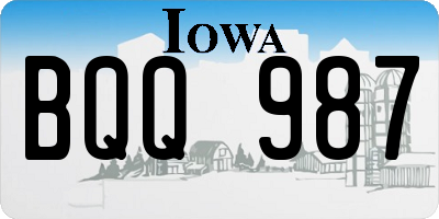 IA license plate BQQ987