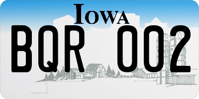 IA license plate BQR002