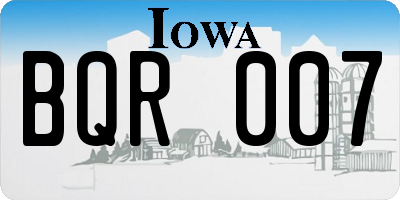 IA license plate BQR007