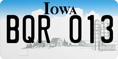 IA license plate BQR013