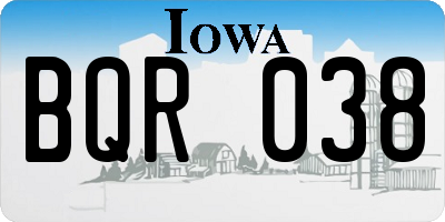 IA license plate BQR038