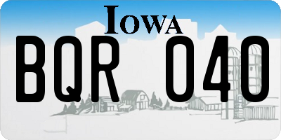 IA license plate BQR040