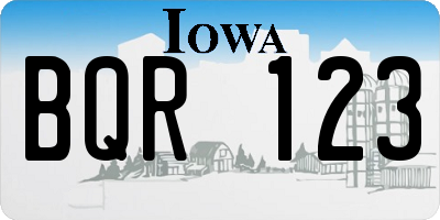 IA license plate BQR123