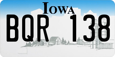 IA license plate BQR138