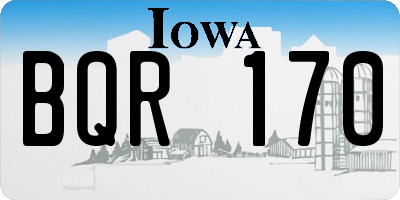 IA license plate BQR170