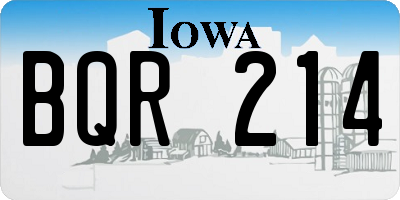 IA license plate BQR214
