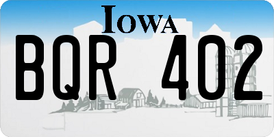 IA license plate BQR402