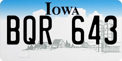 IA license plate BQR643