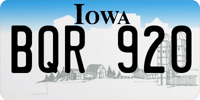 IA license plate BQR920