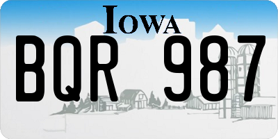 IA license plate BQR987