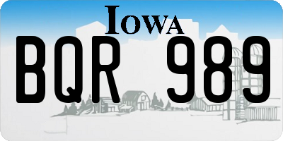 IA license plate BQR989