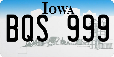IA license plate BQS999