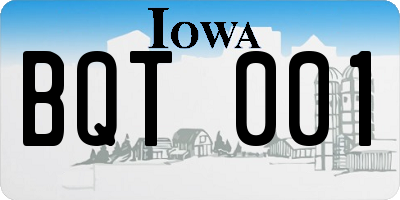 IA license plate BQT001