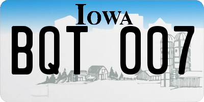 IA license plate BQT007