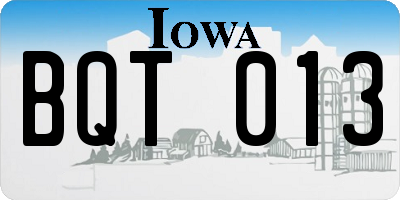IA license plate BQT013