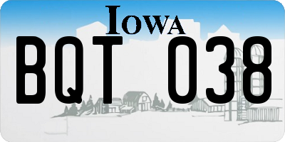 IA license plate BQT038
