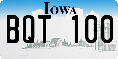 IA license plate BQT100