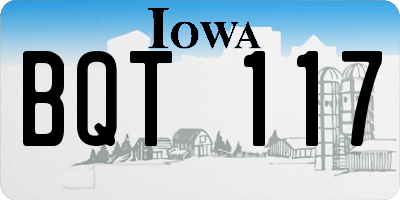 IA license plate BQT117