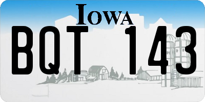 IA license plate BQT143