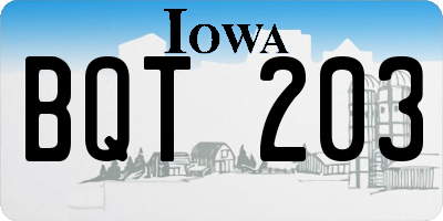 IA license plate BQT203