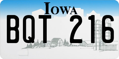 IA license plate BQT216