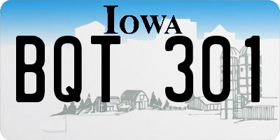 IA license plate BQT301