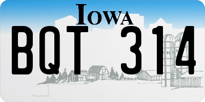 IA license plate BQT314