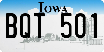 IA license plate BQT501