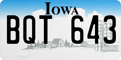 IA license plate BQT643