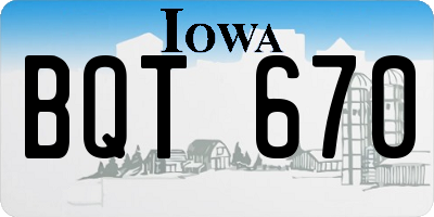 IA license plate BQT670