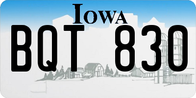 IA license plate BQT830