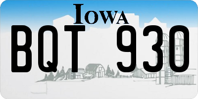 IA license plate BQT930