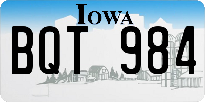 IA license plate BQT984