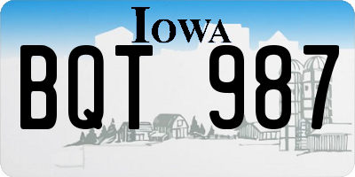 IA license plate BQT987