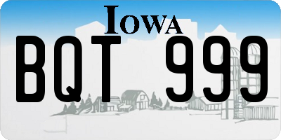 IA license plate BQT999