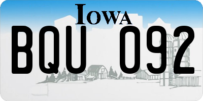 IA license plate BQU092