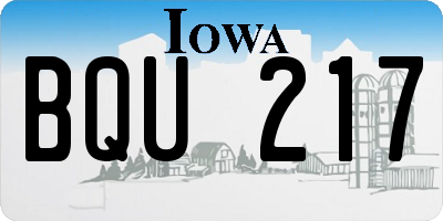 IA license plate BQU217