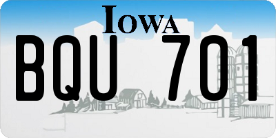 IA license plate BQU701