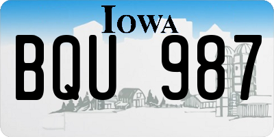 IA license plate BQU987