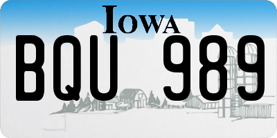 IA license plate BQU989
