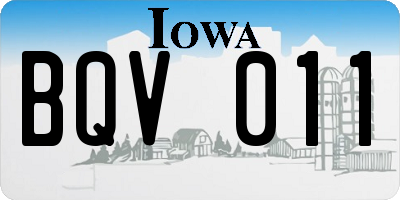 IA license plate BQV011